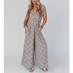 Three Bird Nest Daphne Floral Printed Jumpsuit NWT